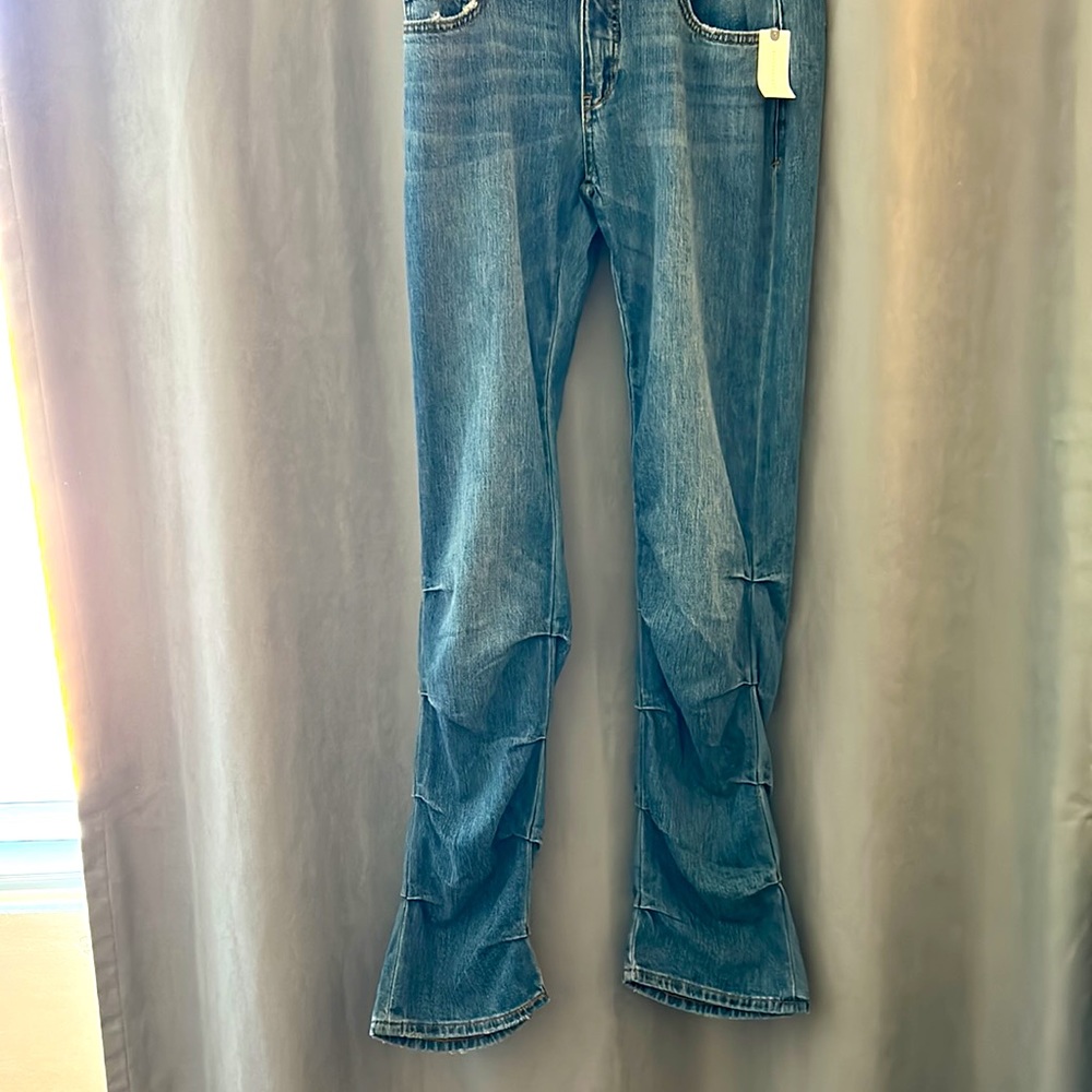 BNWT Anthropologie Retro Ruched Blue Jeans. Fun Retro Stylish.
